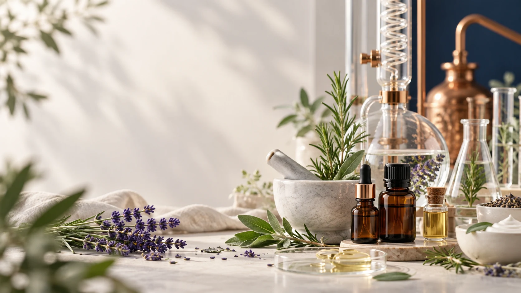 Aromaterapi, bitkiler ve laboratuvar